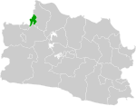 Map of West Java highlighting Bekasi City